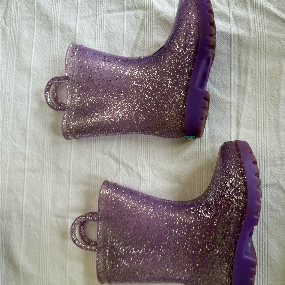 Girls purple sparkle rain boots